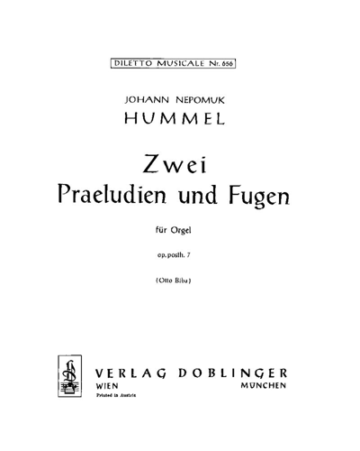 Two Preludes and Fugues, op. posth. 7 — 胡梅尔