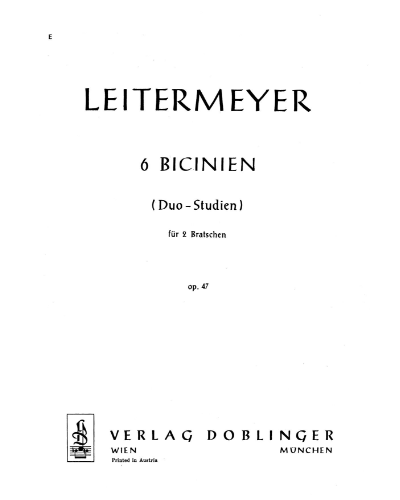 Six Bicinien, op. 47 — Fritz Leitermeyer