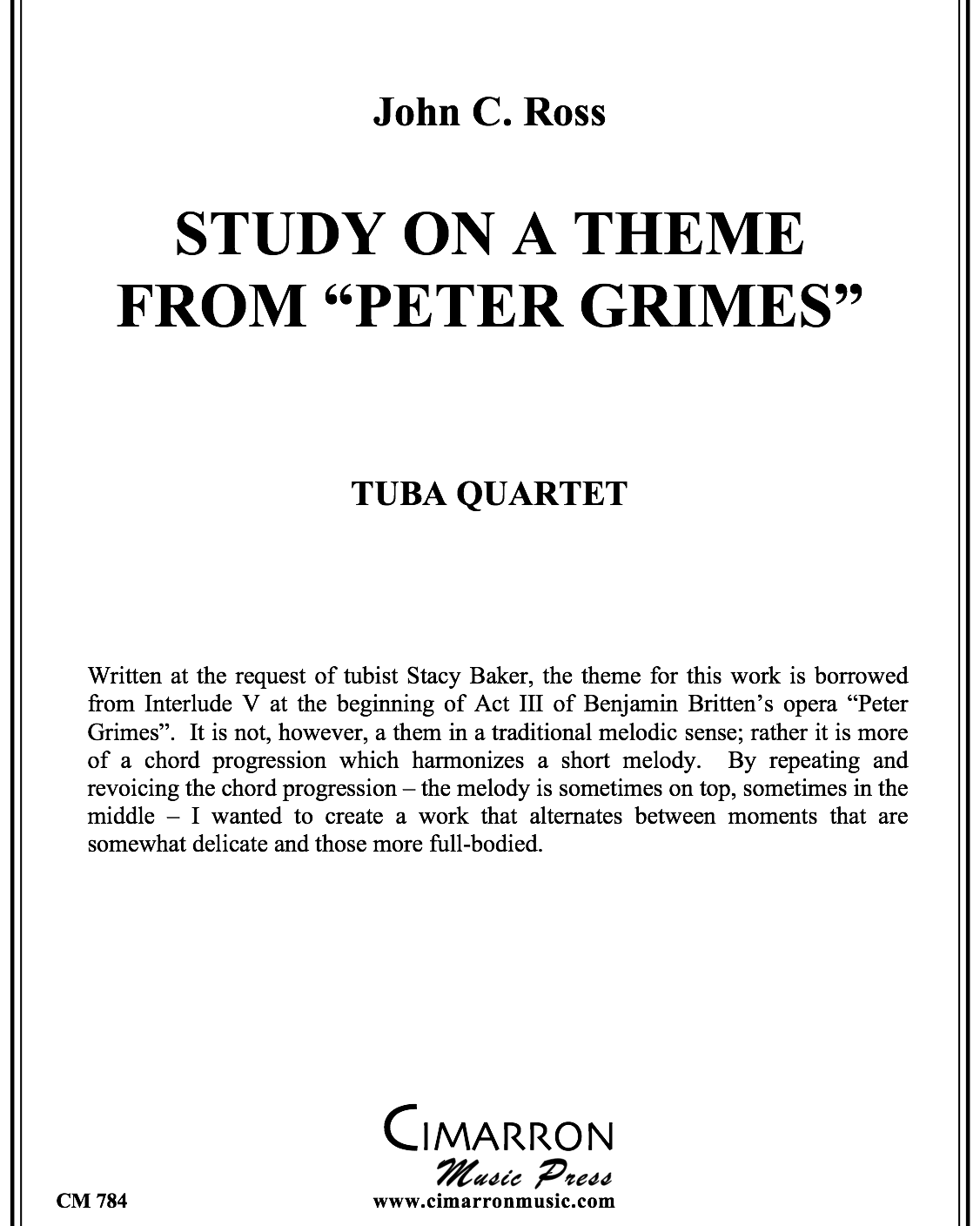 Study on a Theme from 'Peter Grimes' — John Ross