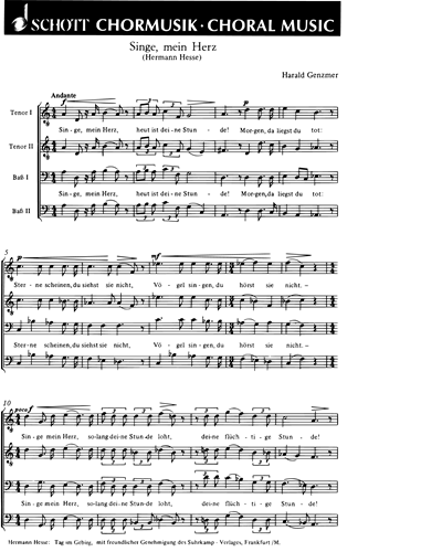 Singe mein Herz — Harald Genzmer