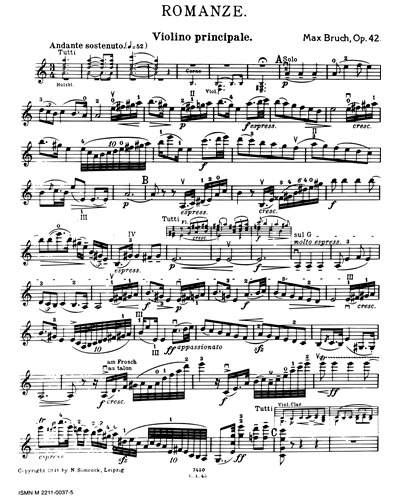 Romance in A minor, op. 42 — 布鲁赫