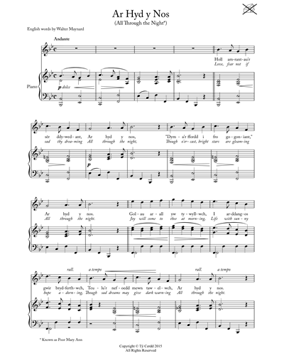 Ar Hyd Y Nos (All Through the Night) — 传统