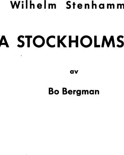 Fyra Stockholmsdikter — 斯滕哈马尔