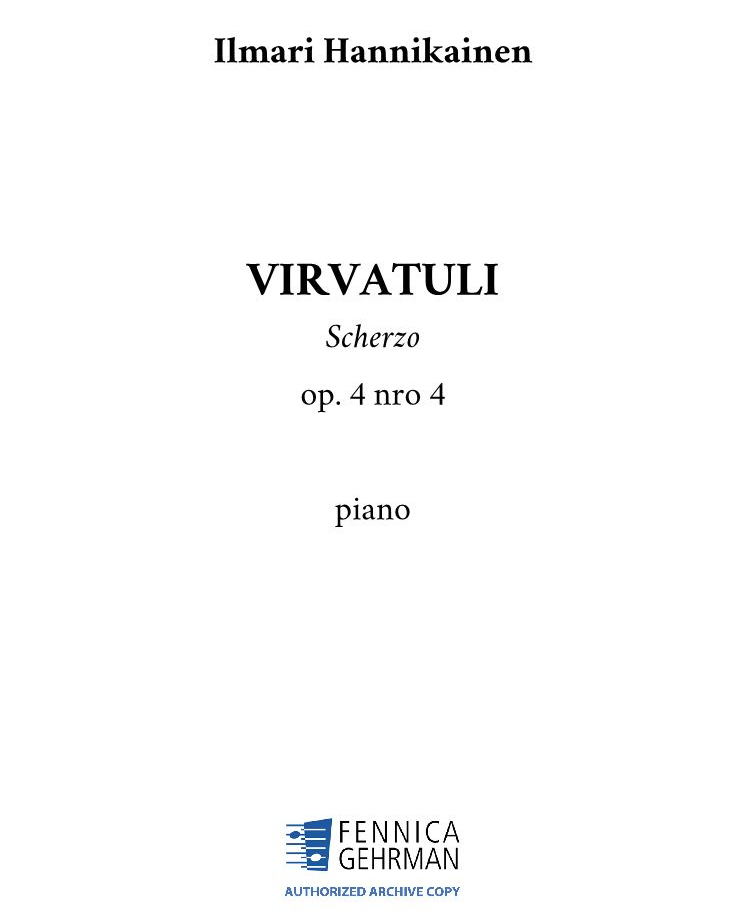 Virvatuli - Feux follets, op. 4 no. 4 — Ilmari Hannikainen