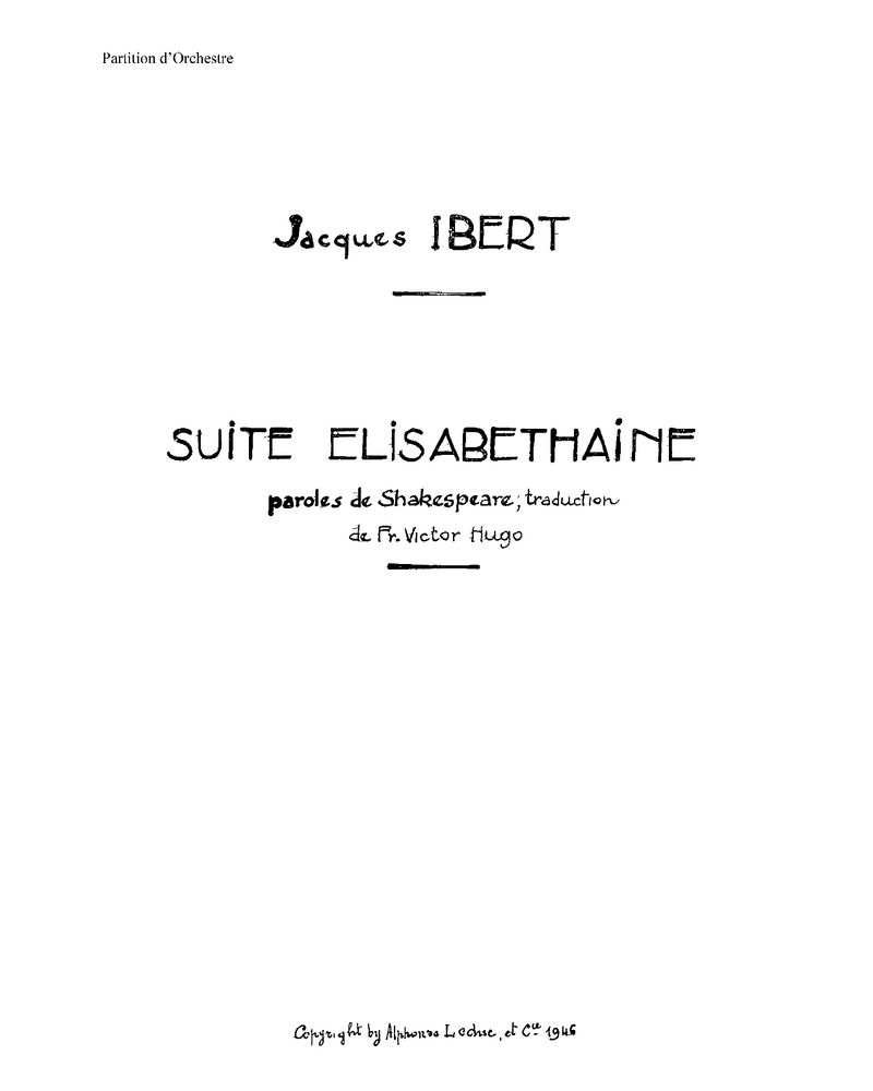 Suite Élisabéthaine — 雅克·伊贝尔