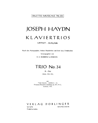 Piano Trio No. 34 in B-flat major, op. XV:20 — Joseph Haydn