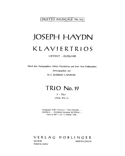 Piano Trio No. 19 in F major, Hob. XV:6 — Joseph Haydn