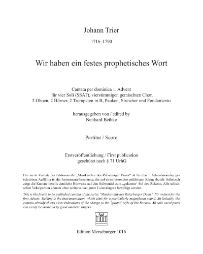Wir haben ein festes prophetisches Wort — Johann Trier