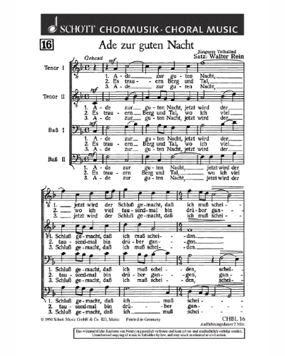 Ade zur guten Nacht — Walter Rein