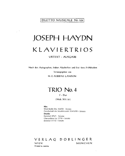 Piano Trio No. 4 in F major, Hob. XV:39 — Joseph Haydn