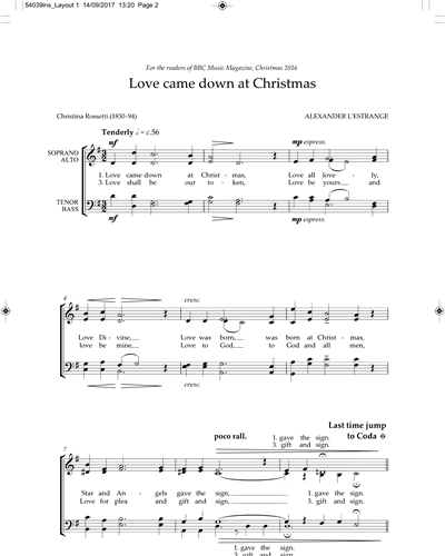 Love Came Down At Christmas — Alexander L’Estrange