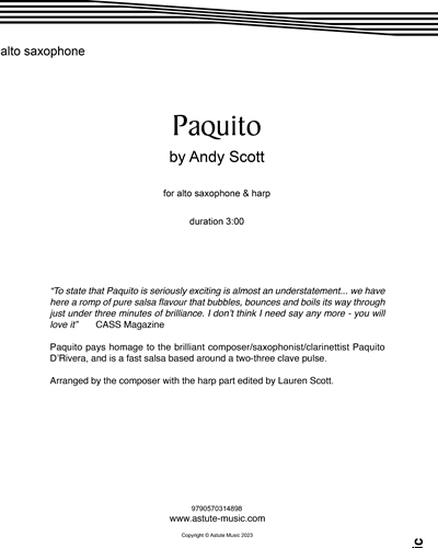 Paquito (alto sax & harp) — Andy Scott