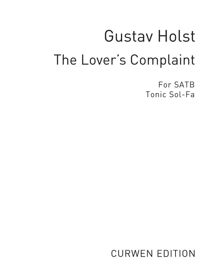The Lover's Complaint — 霍尔斯特
