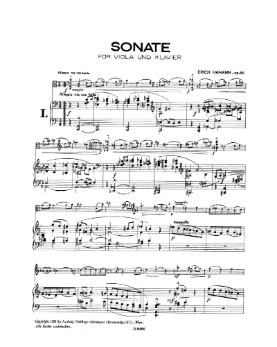 Sonata, op. 33 — Erich Hamann