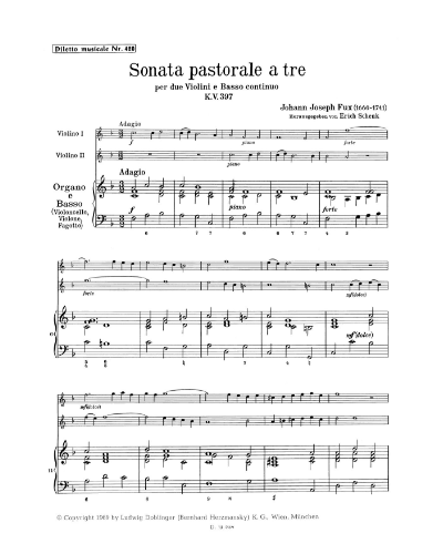 Sonata Pastorale a 3 in F major, KV 397 — Johann Joseph Fux