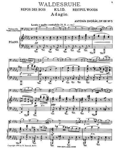 Restful Woods, op. 68/5 — 德沃夏克