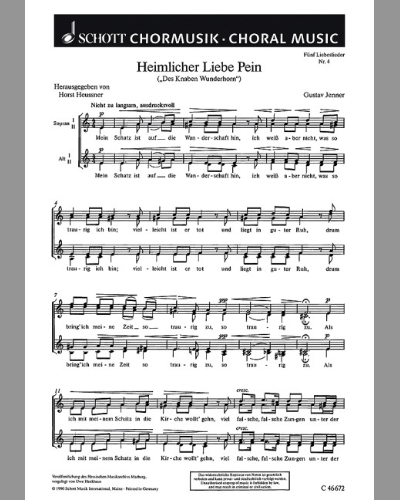 Fünf Liebeslieder — Gustav Jenner
