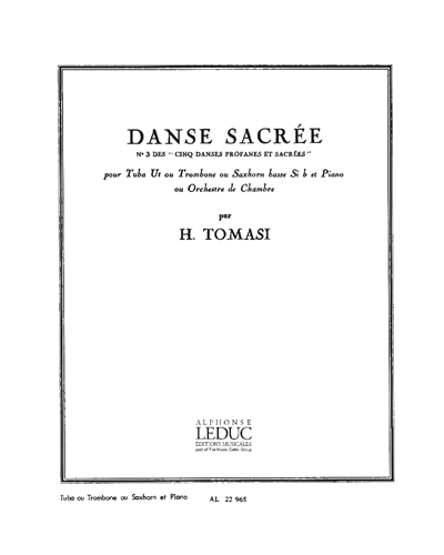 Danse Sacrée (for Tuba or Trombone or Bass Saxophone and Piano) — Henri Tomasi