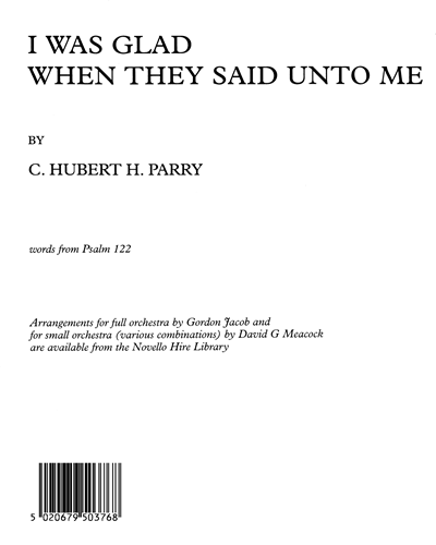 I Was Glad When They Said Unto Me — 休伯特·帕里