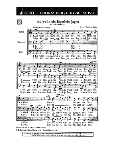 Es wollt ein Jägerlein jagen — Walter Rein