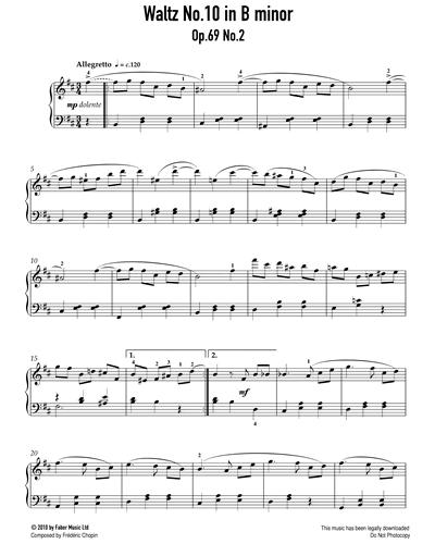Waltz No. 10 in B minor, op. 69 no. 2 — 肖邦
