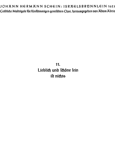 Lieblich und schöne sein ist nichts — Johann Hermann Schein