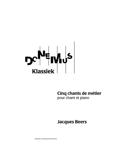 Cinq Chants de Métier — Jacques Beers