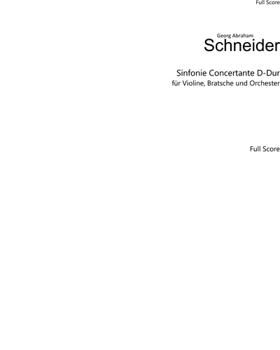 Sinfonie Concertante in D major — Georg Abraham Schneider