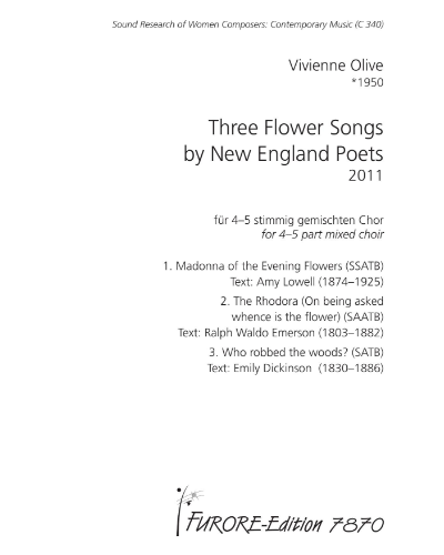 Three Flower Songs by New England Poets — Vivienne Olive