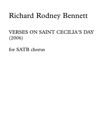 Verses on Saint Cecilia's Day — 理查德·罗德尼·贝内特