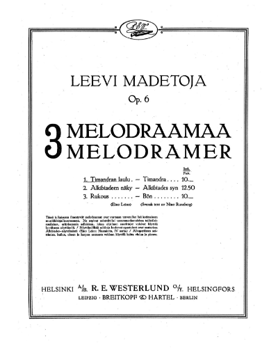 Timandran laulu / Timandra, op. 6/1 — 莱维·马代托亚