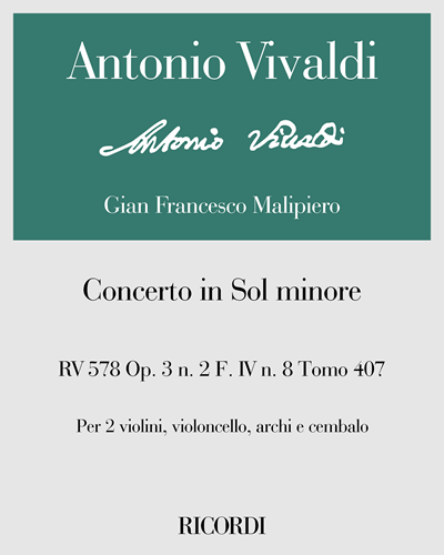 Concerto in G minor, op. 3 no. 2, RV 578, F. IV no. 8, Vol. 407 — 维瓦尔第