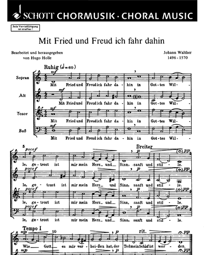 Mit Fried und Freud ich fahr dahin — Johann Walter