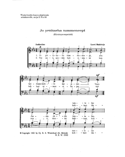 Jo yrttitarha tummeneepi (from 'Kärsimysvesperistä') — 莱维·马代托亚