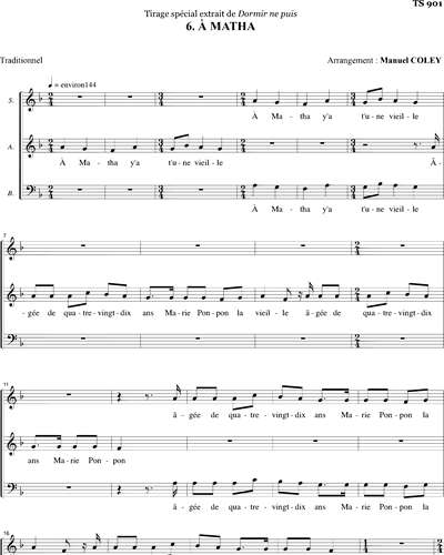 A Matha - from Dormir ne puis — Manuel Coley