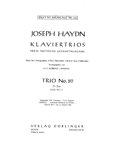 Piano Trio No. 20 in D major, Hob. XV:7 — Joseph Haydn
