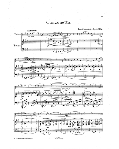 Canzone (No. 2 from 'Romances intimes, op. 38') — 莱维·马代托亚