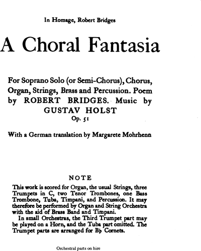 Choral Fantasia, op. 51 — 霍尔斯特