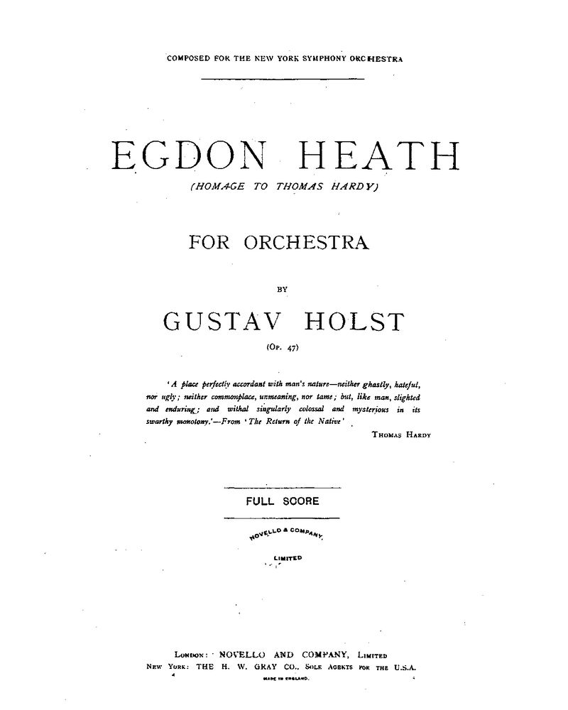 Egdon Heath, op. 47 — 霍尔斯特
