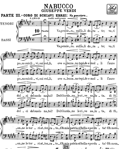 Va, pensiero, sull'ali dorate (from 'Nabucco') — 威尔第