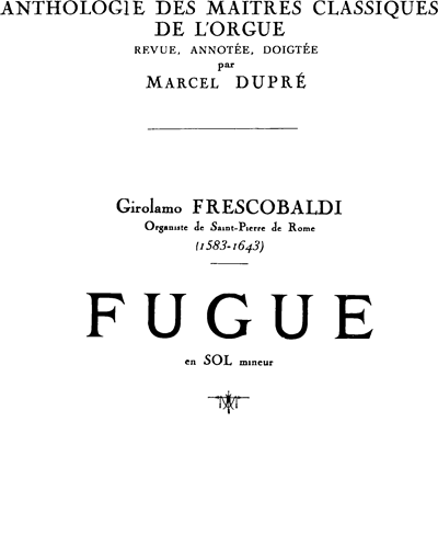 Fugue in G minor — 弗雷斯科巴尔迪