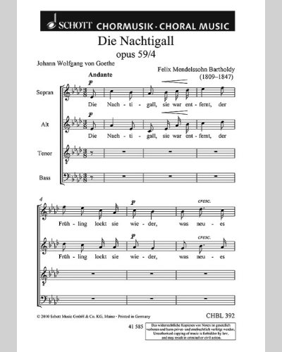 Die Nachtigall — 门德尔松