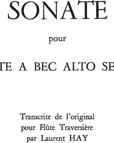 Sonate pour Flûte à bec alto Seule — C.P.E.巴赫
