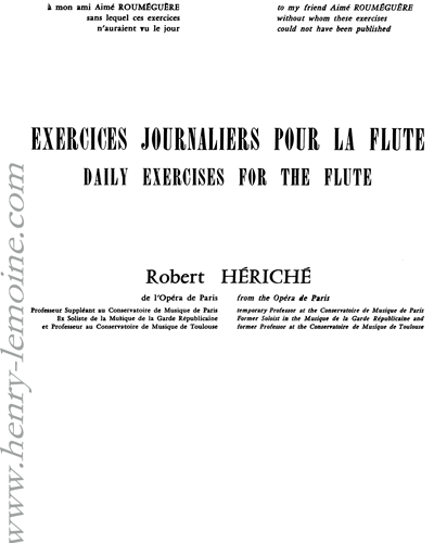 Daily Exercises for the Flute — Robert Hériché
