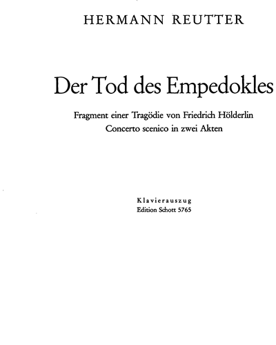 Der Tod des Empedokles — Hermann Reutter