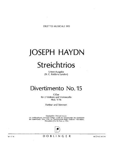 Divertimento No. 15, Hob. V:16 — 海顿