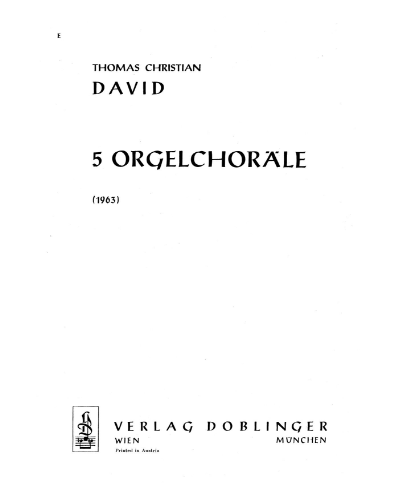 5 Organ Chorales — Thomas Christian David