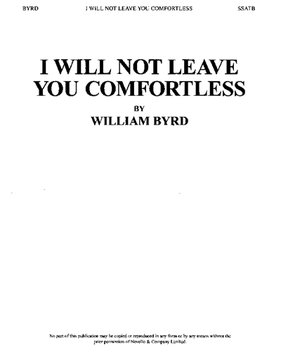 I Will Not Leave You Comfortless — 威廉·伯德