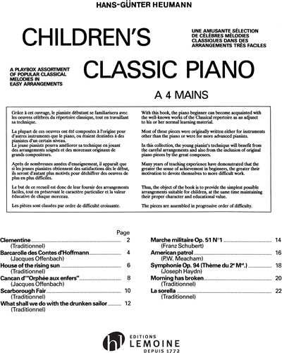 Les Thèmes Classiques et Traditionnels à 4 Mains, Vol. 1 — Hans-Günter Heumann