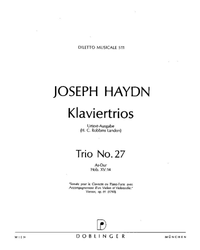 Piano Trio No. 27 in A-flat major, Hob. XV:14 — Joseph Haydn